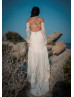 Ivory Lace Chiffon Open Back Dreamy Wedding Dress